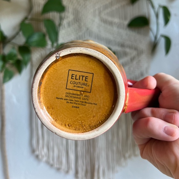 Cottagecore Owl Mug 🦉 Red & Tan Ceramic Coffee Cup by Elite Couture 🌿 Boho Cozy - Picture 6 of 8